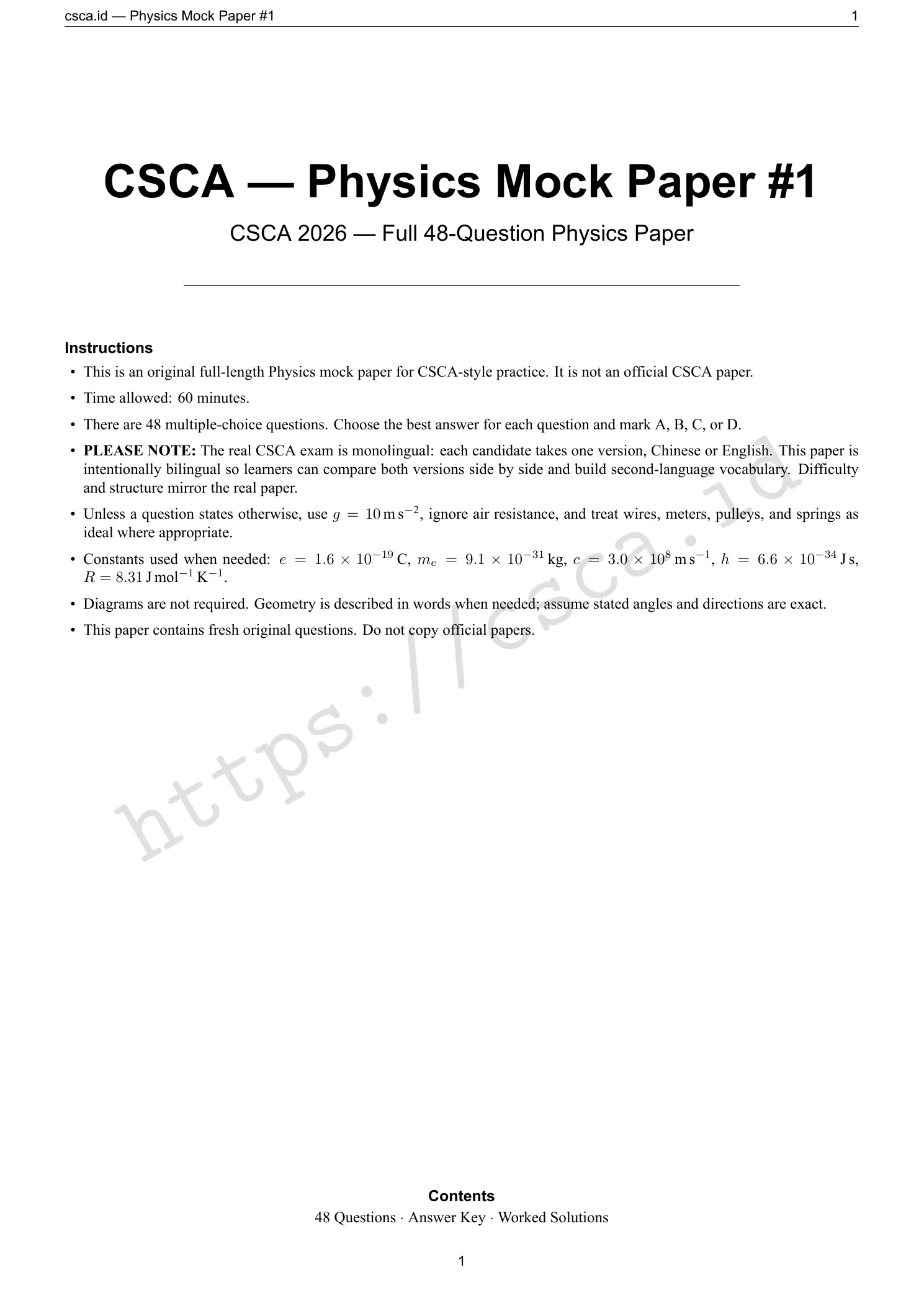 Physics Mock #1 — 48 Questions